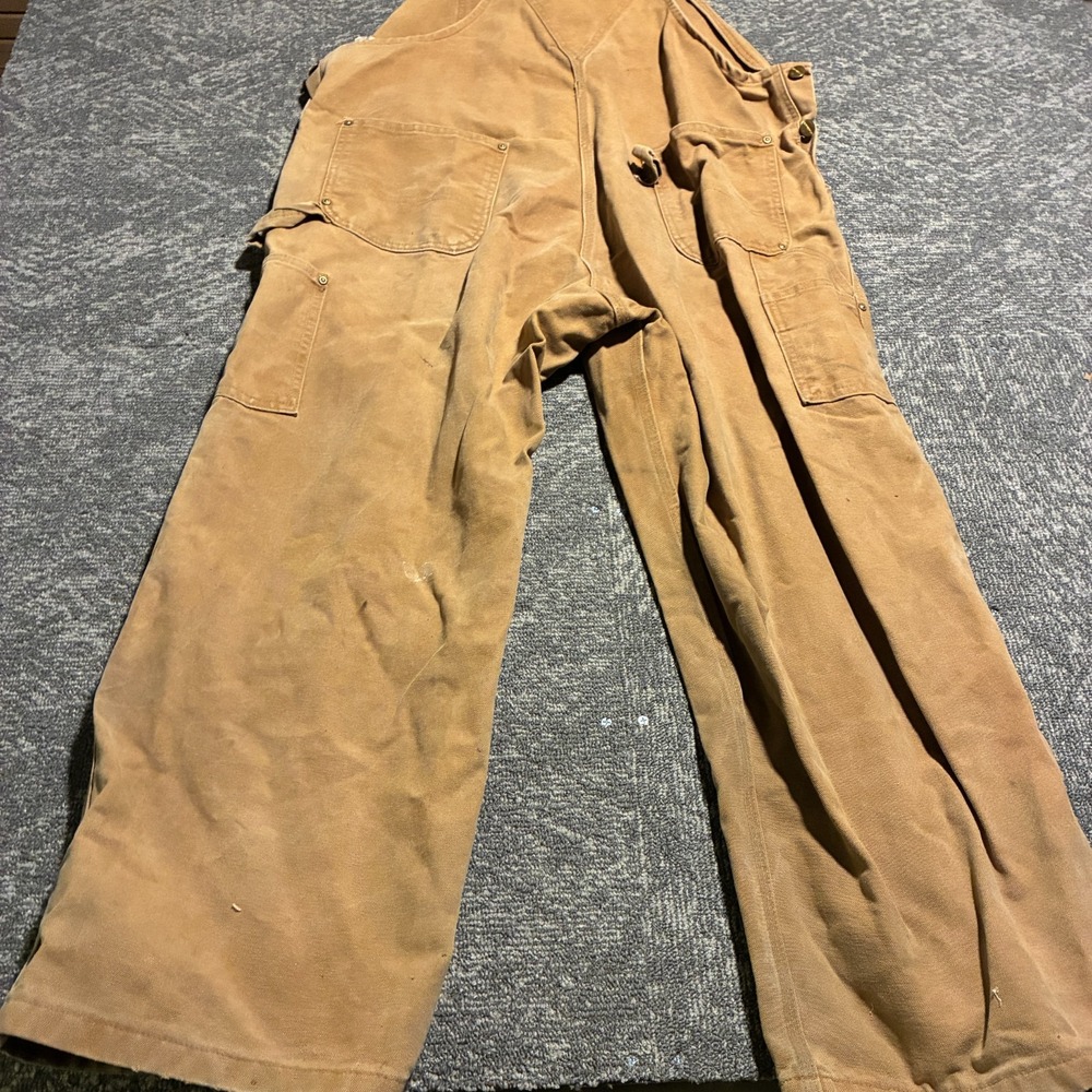 Carhartt Duck Bib Overalls Men's 42x28 Brown Unlined Workwear - Picture 10 of 11